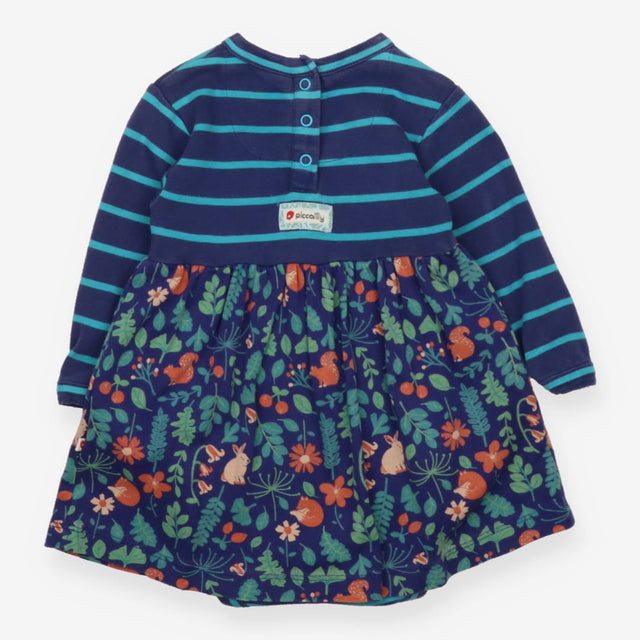 Dress long sleeve navy striped rabbits squirrels w