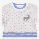 Romper Knit Blue And Grey Rudolph