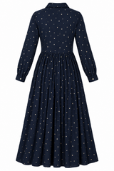 Shirt Dress Navy with Gold Star Print