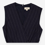 Pinstriped Linen‑Blend Jumpsuit – Joslyn Style