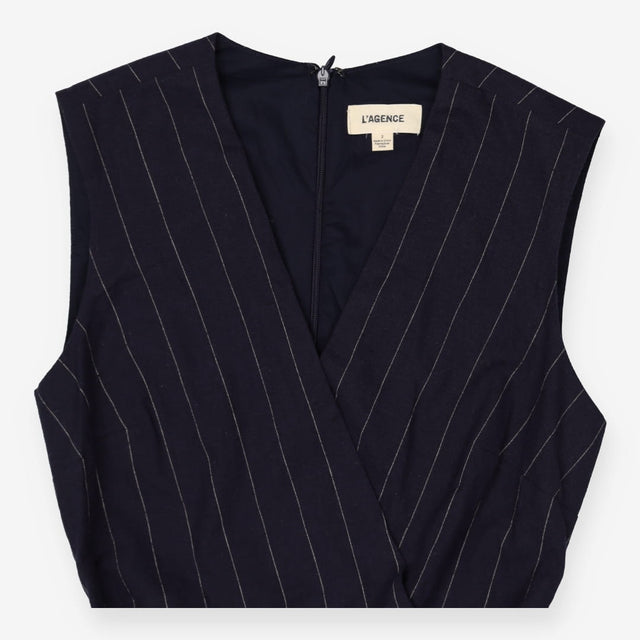 Pinstriped Linen‑Blend Jumpsuit – Joslyn Style