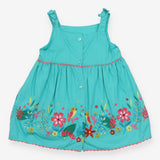 Jersey Summer Dress Green with Embroidered Flowers