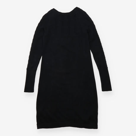 Black Cotton Textured Knit Maternity Dress