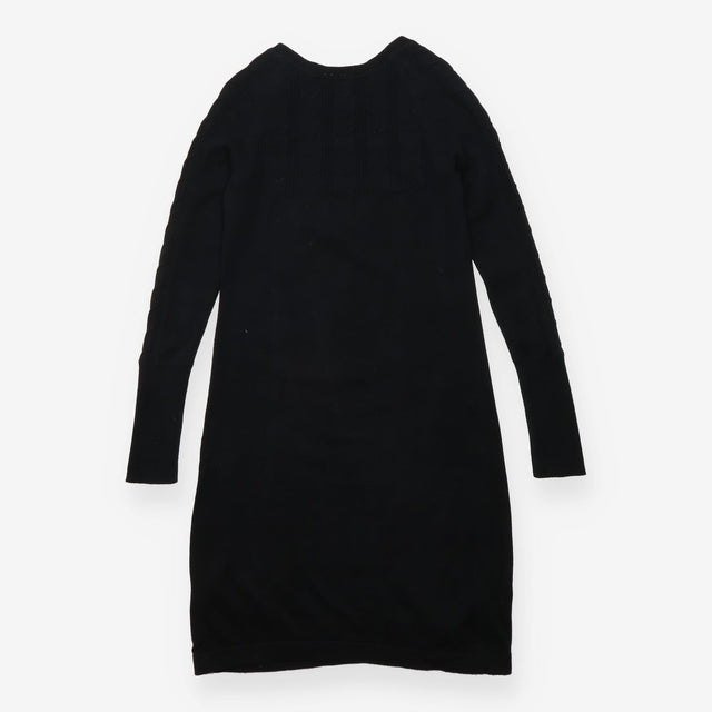 Black Cotton Textured Knit Maternity Dress