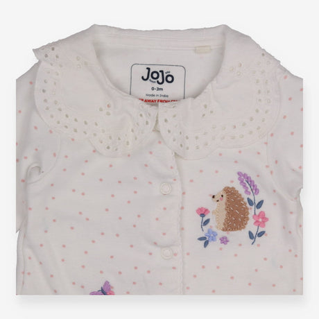 White Spotty Sleepsuit Hedgehog and Bunny