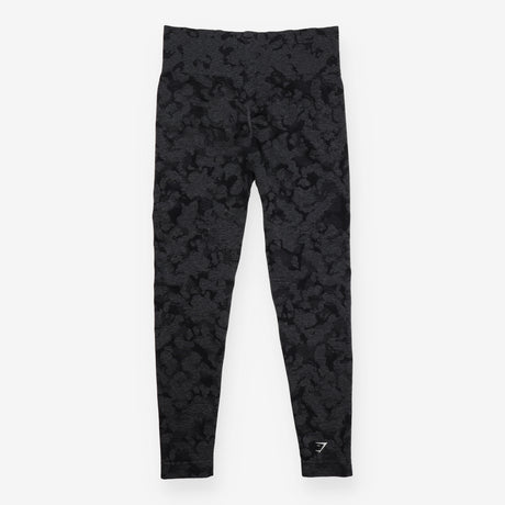 Black Grey Floral Print High Waisted Full Length L