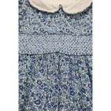 Short Sleeved smocked blue ditsy dress
