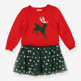 Red and Green Reindeer Dress