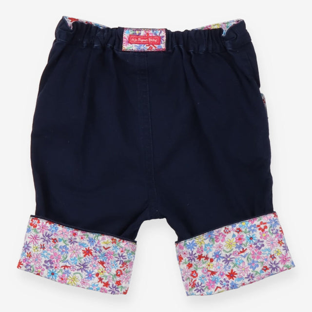 Shorts navy floral turn ups