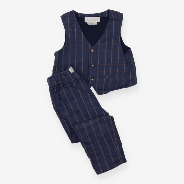 Heirloom Waistcoat and Trouser Blue and Brown 