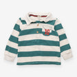 Polo T-shirt long sleeved green and white striped