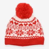 Bobble Hat Red Fairisle