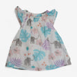 Dress White Woven Elephants & Flowers