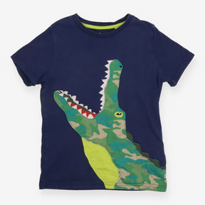 Navy t-shirt with camo crocodile