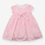 Dress Short Sleeve Collared Pink Floral Bunnies