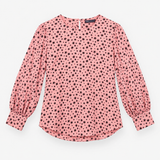Blouse Pink Black Star Print Long Sleeve