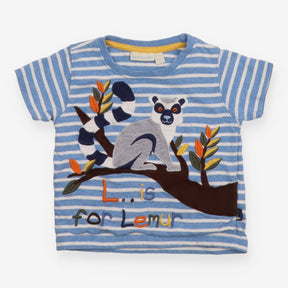 T-Shirt Blue Stripe L is for Lemur