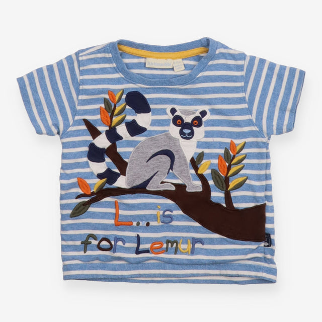 T-Shirt Blue Stripe L is for Lemur