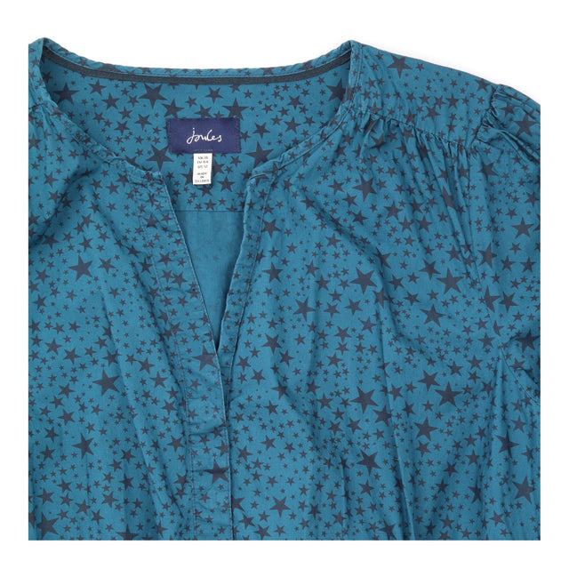 Midi Dress Star Print Long Sleeve Teal Lyla