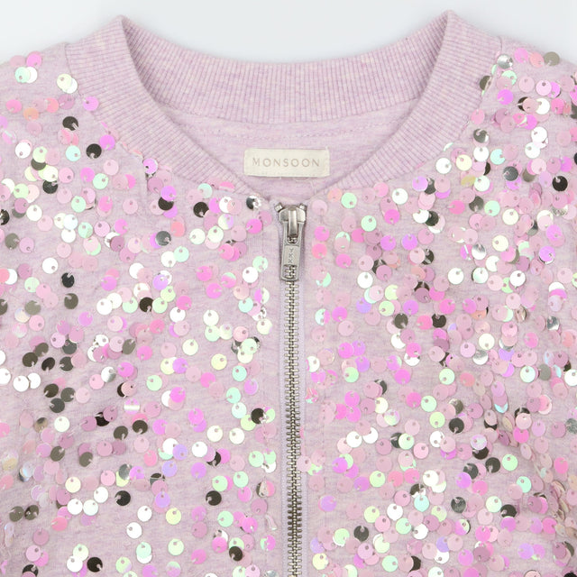 Jacket zip sequins light purple
