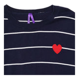 Jumper Navy White Stripe Cotton Blend Heart Matern