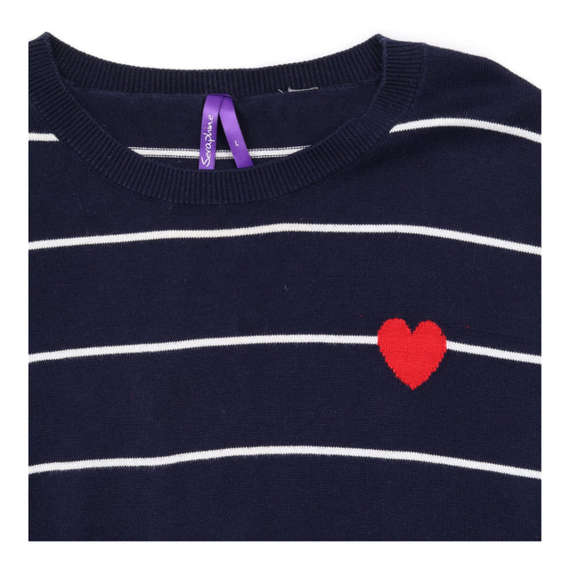 Jumper Navy White Stripe Cotton Blend Heart Matern