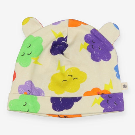 Baby hat cream with weather clouds