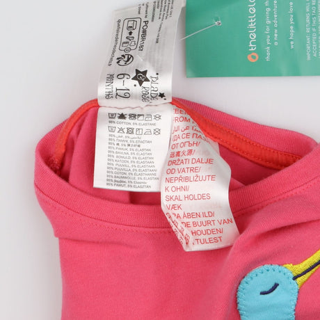 Tee pink LS applique duck