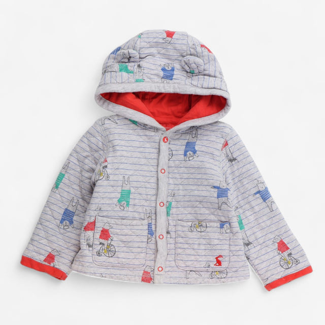 Grey padded hoodie bear red lining 