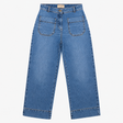 High Waist Patch Pocket Straight Leg Jeans Mid Blu