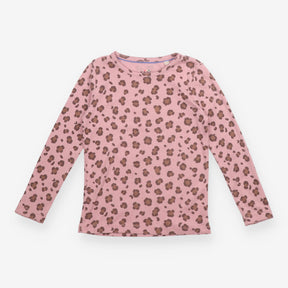 Pointelle tee pink leopard