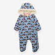 Pramsuit Blue Bears Red Stripe Lined