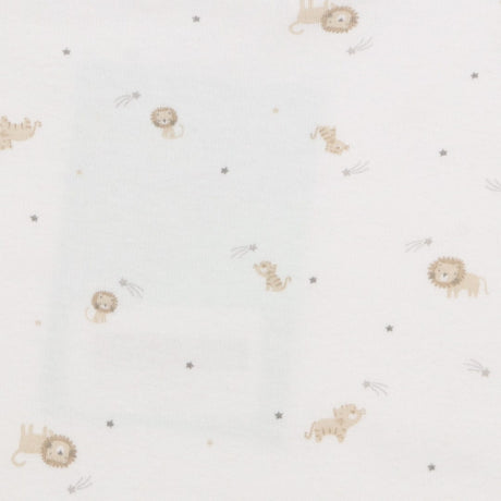 White shortie romper with lions and tigers