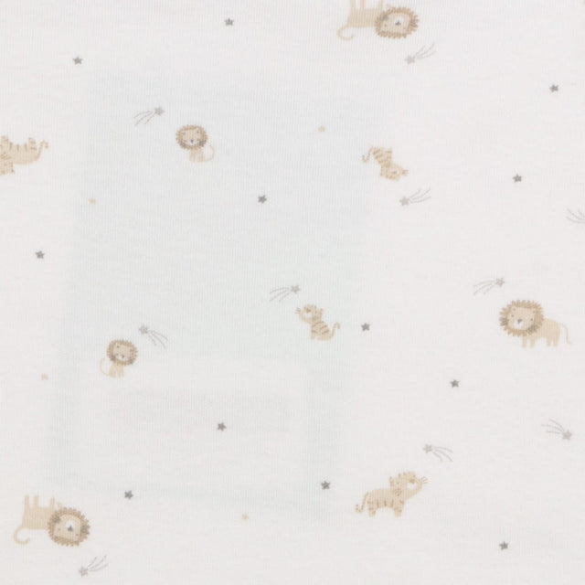 White shortie romper with lions and tigers