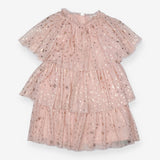 Ruffled Dress Pink with Rose Gold Stars