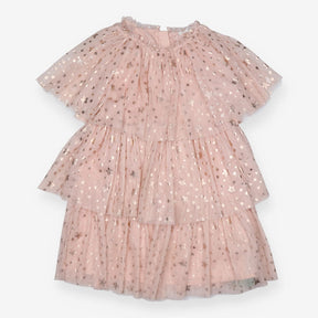 Ruffled Dress Pink with Rose Gold Stars