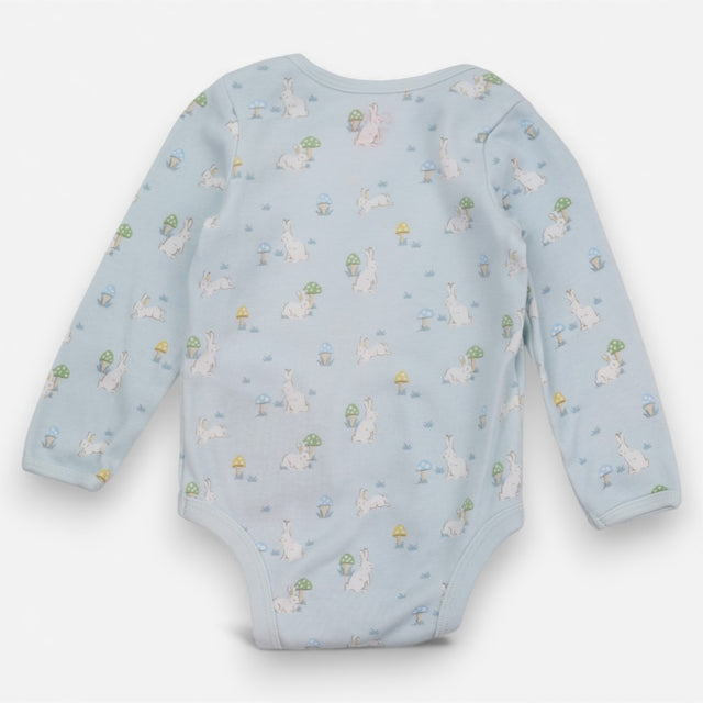 Bodysuit LS blue white bunnies