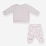 Outfit Grey LS tee  stripe leggings dinos
