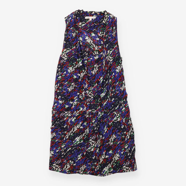 Mini Dress Abstract Print Draped Sleeveless Pocket