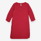 Shift Dress Rich Red Floral Lace Long Sleeve Knee 