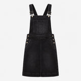 Dungaree Dress Black Denim Wash Pocket Bib