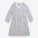 Tunic Maternity Floral Blue V-Neck Long Sleeve