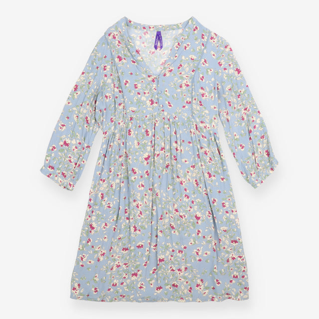 Tunic Maternity Floral Blue V-Neck Long Sleeve