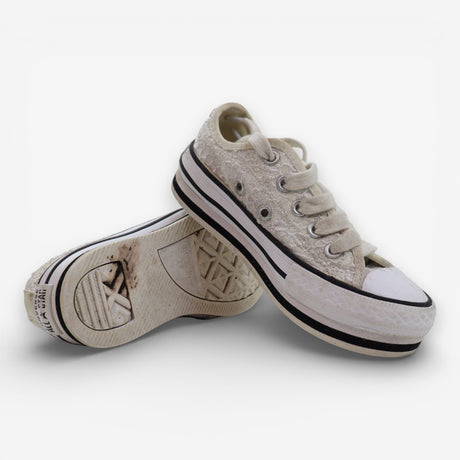 Cream Lace Canvas Trainers