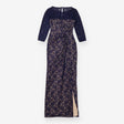 Coast Navy Blue Lace Nude Lined Draped Maxi Dress