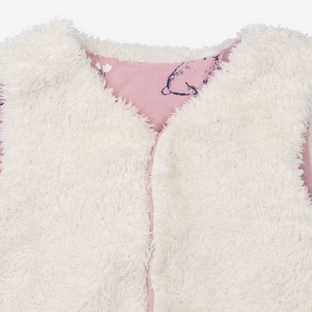 Gilet White Fur Pink Rabbit Lining