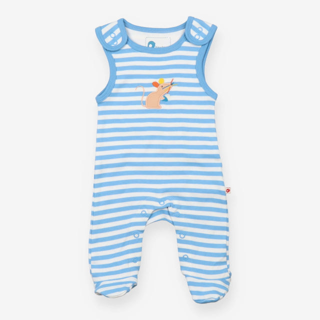 Jersey Dungaree Blue Striped Mouse Romper