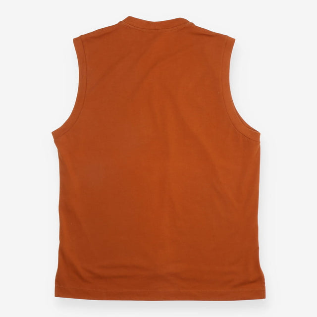 Vest Top Rust Brown Sleeveless Longline Crew Neck