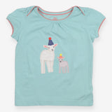 T-Shirt Green Party Lambs Applique
