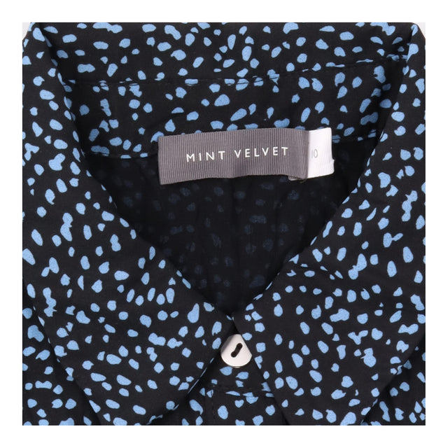 Midi Dress Navy Blue Abstract Spot Print